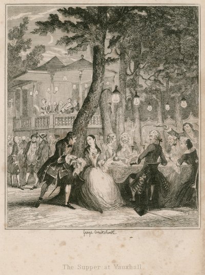 Het avondmaal in Vauxhall Gardens, Londen door George Cruikshank